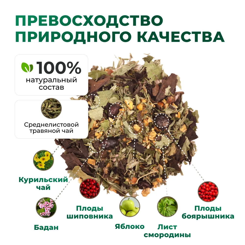 Herbal Tea_Яблоко, шиповник, бадан, лист смородины, курильский чай, боярышник_6