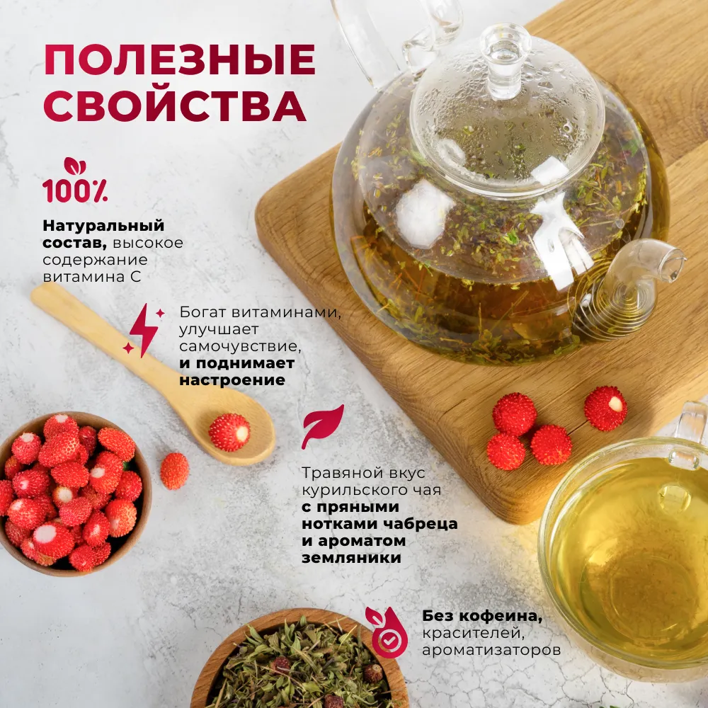 Курильский_чабрец, лист земляники, ягоды земляники_2