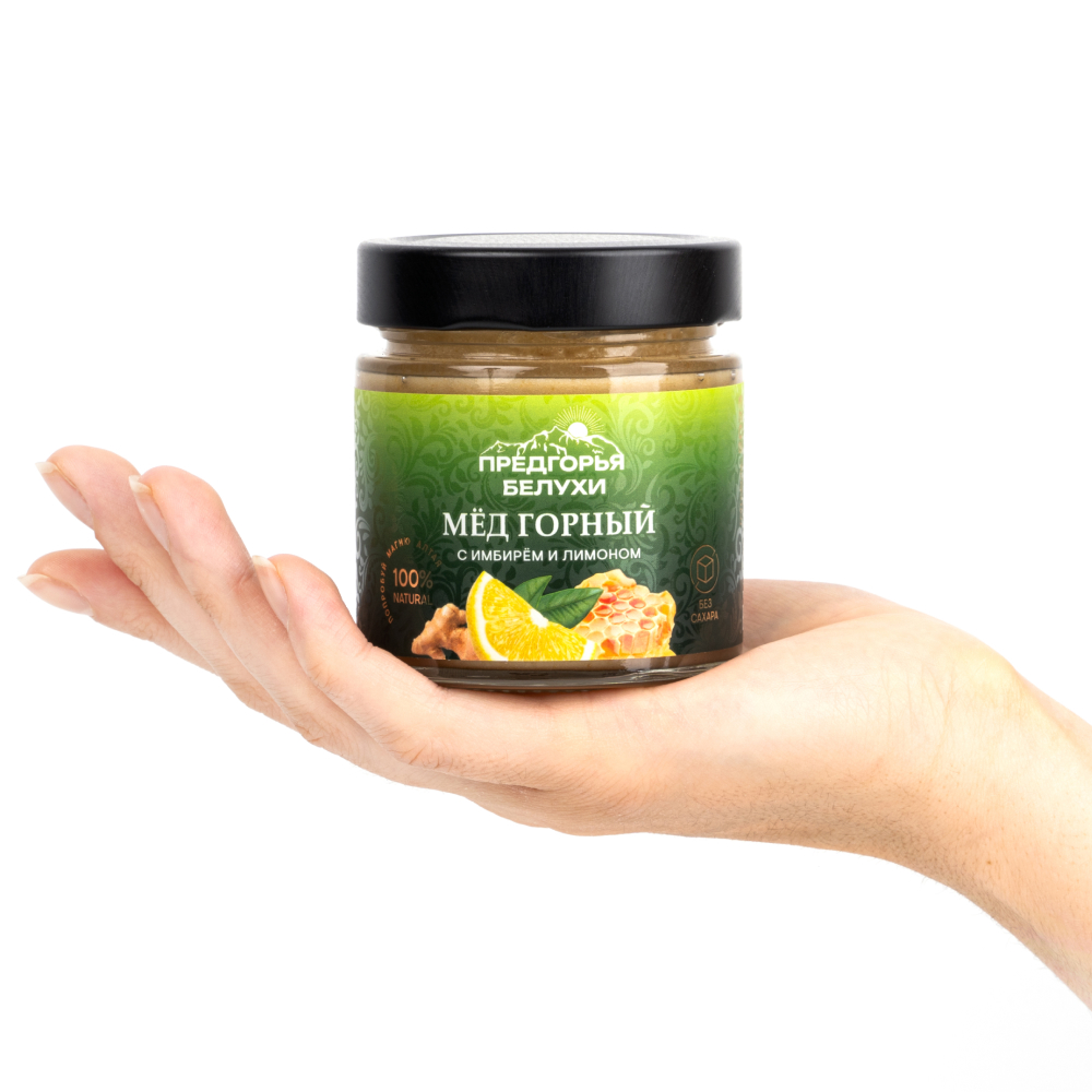 Мёд горный натуральный разнотравье с имбирём и лимоном, 240 г 