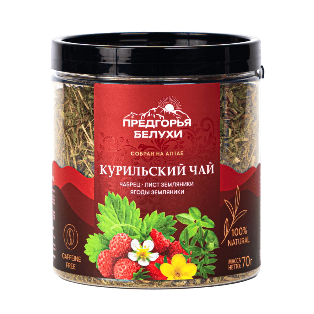 Курильский чай, чабрец, лист земляники, ягоды земляники 70 гр