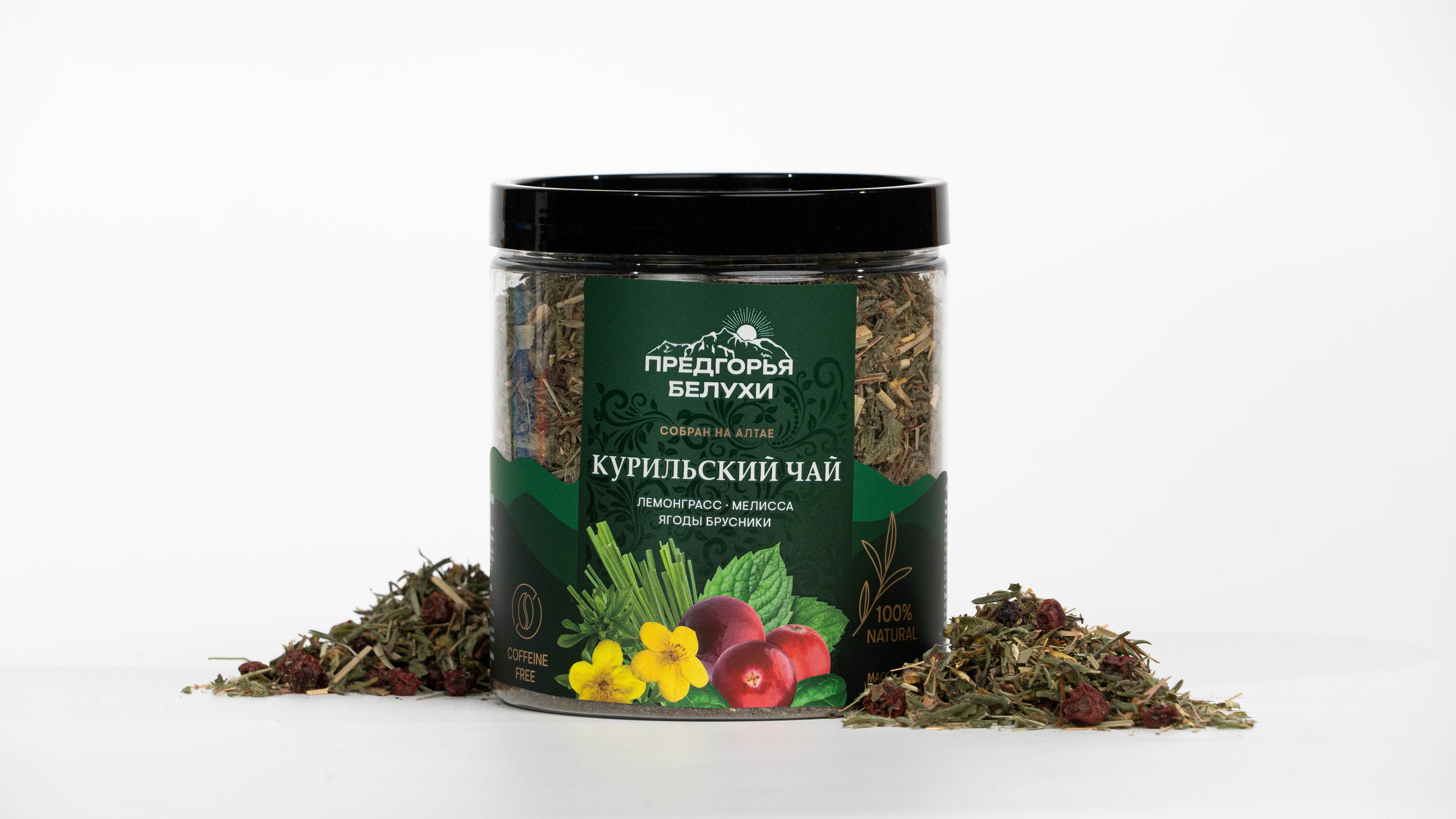 Курильский чай, лемонграсс, мелисса, ягоды брусники 60 гр 