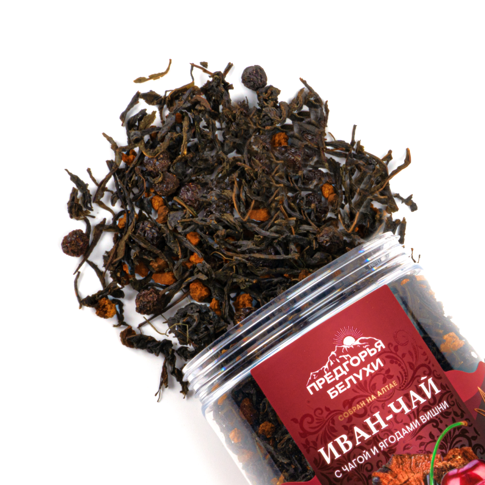Чай Иван-чай ферментированный с чагой и ягодами вишни Предгорья Белухи, 100 гр