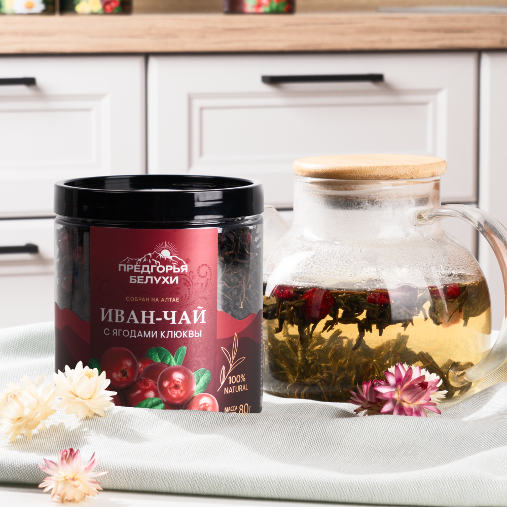 Напиток чайный Иван-чай ферментированный с ягодами клюквы