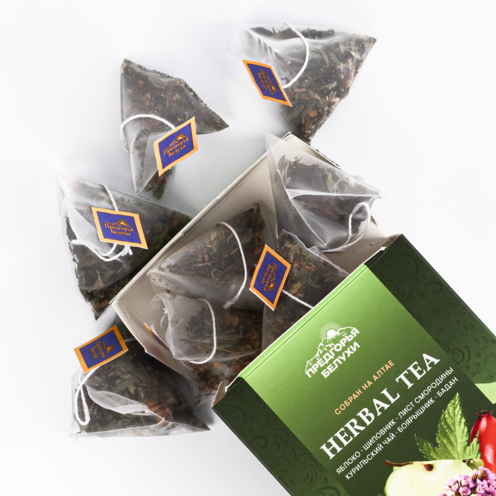 Напиток чайный Яблоко, бадан, шиповник, смородина, курильский, боярышник (пирамидки) 1,5 гр*18