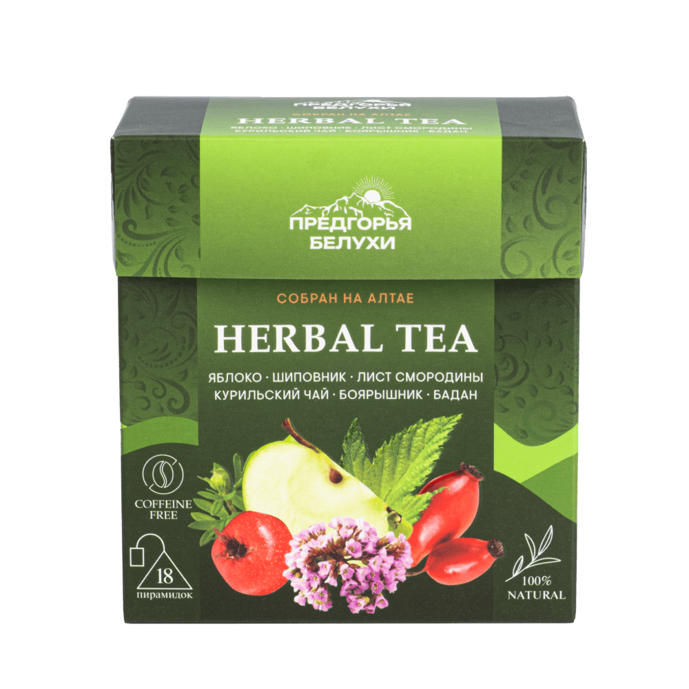 Напиток чайный Яблоко, бадан, шиповник, смородина, курильский, боярышник (пирамидки) 1,5 гр*18
